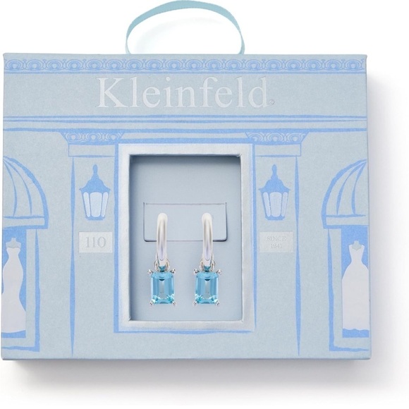 Kleinfeld Cubic Zirconia Small Stone Drop Huggie Hoop Earrings - Picture 3 of 4